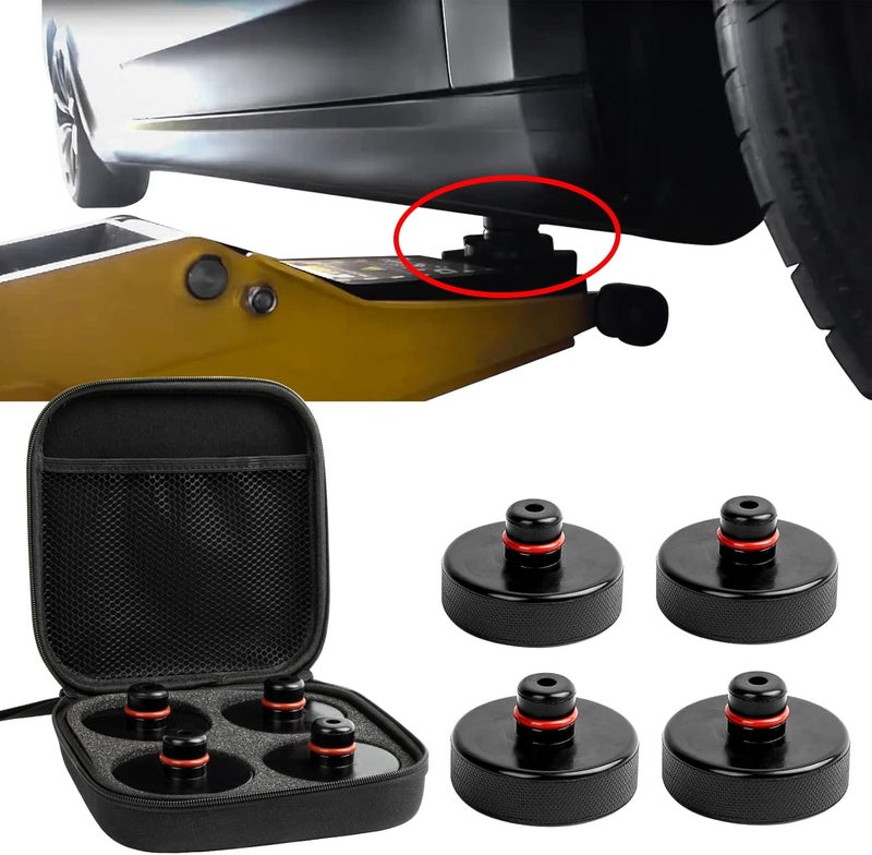 psler Jack Pad for Tesla 3/Y/X/S - Lifting Jack Pucks for Tesla Model 3 Y X S Accessories Quick Floor Jack Stand Rubber Pad Car Tire Lift Jack Point Protect Blocks Jack Parts Kit 4 Packs Black - Image 1
